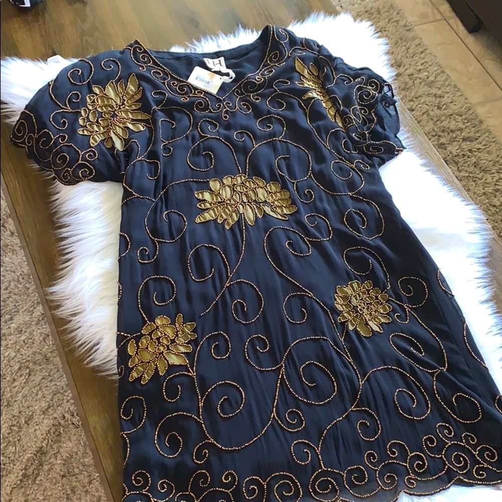 Haute Hippie Silk Shift Embellished Dress Size XS